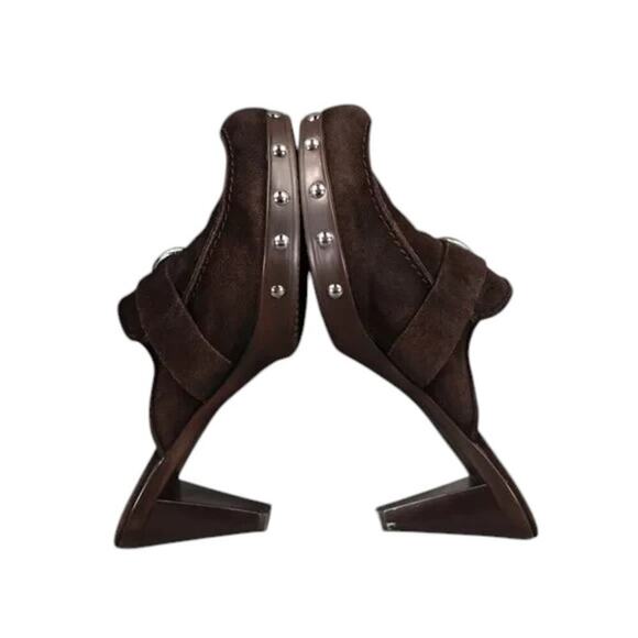 Stuart Weitzman Shoes Womens 8.5 Mule Heel Fashion Studs Buckle Leather Classic - Picture 8 of 15